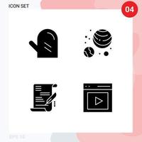 Pictogram Set of 4 Simple Solid Glyphs of drink document meal planets content Editable Vector Design Elements