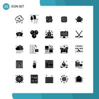 25 User Interface Solid Glyph Pack of modern Signs and Symbols of tea computer card storage proposal Editable Vector Design Elements