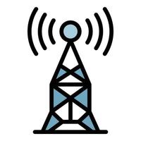 Radio antenna icon color outline vector
