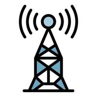 Radio antenna icon color outline vector