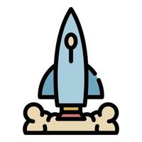 Rocket on takeoff icon color outline vector