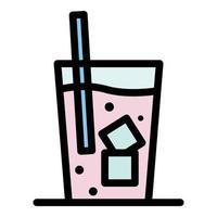 Glass with soda icon color outline vector