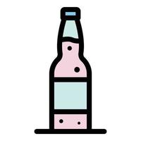 Glass beer bottle icon color outline vector