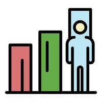Career growth chart icon color outline vector