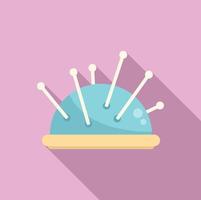 Needle pillow icon flat vector. Wool knit vector