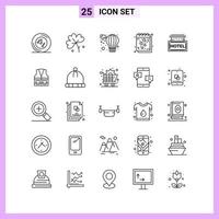 25 Icons in Line Style Outline Symbols on White Background Creative Vector Signs for Web mobile and Print Creative Black Icon vector background