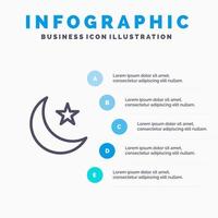 Moon Night Star Night Line icon with 5 steps presentation infographics Background vector