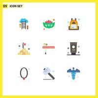 Set of 9 Modern UI Icons Symbols Signs for flag cut backpack decoration investment Editable Vector Design Elements