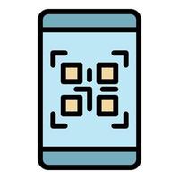 Phone scan qr price code icon color outline vector