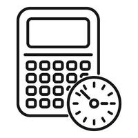 vector de contorno de icono de tiempo de calculadora. proyecto de reloj