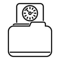 vector de contorno de icono de reloj de carpeta. control de trabajo