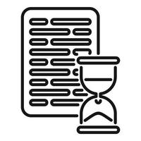 Hourglass paper icon outline vector. Control task vector