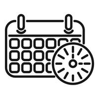 Calendar time icon outline vector. Work control vector