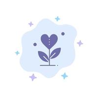 Gratitude Grow Growth Heart Love Blue Icon on Abstract Cloud Background vector