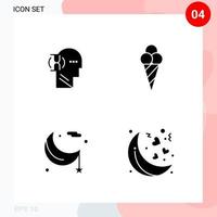 Vector Pack of 4 Icons in Solid Style Creative Glyph Pack isolated on White Background for Web and Mobile Creative Black Icon vector background