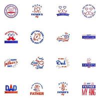 16 Blue and red Happy Fathers Day Design Collection A set of twelve brown colored vintage style Fathers Day Designs on light background Editable Vector Design Elements