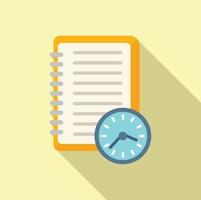 Timer notebook icon flat vector. Work project vector