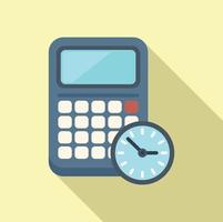 Calculator time icon flat vector. Clock project vector