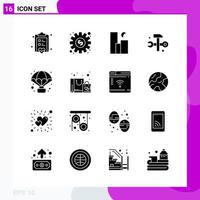 Solid Icon set Pack of 16 Glyph Icons isolated on White Background for Web Print and Mobile Creative Black Icon vector background