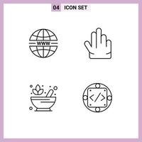 Stock Vector Icon Pack of 4 Line Signs and Symbols for internet rx web three code Editable Vector Design Elements