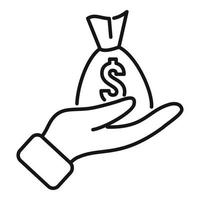 Money bag icon outline vector. Send payment vector