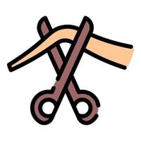 Scissors cut ribbon icon color outline vector