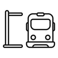 Train station icon outline vector. Railway platform vector