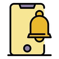 Bell message alert icon color outline vector