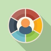 Pie chart segment icon flat vector. Market target vector