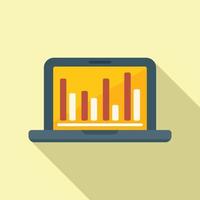 Laptop market chart icon flat vector. Segment target vector