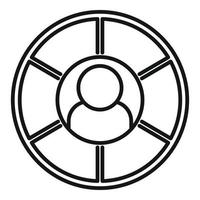 vector de contorno de icono de segmento de gráfico circular. mercado objetivo
