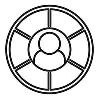 Pie chart segment icon outline vector. Market target vector