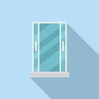 Bath cabin icon flat vector. Glass stall vector