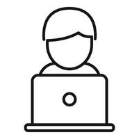 Remote laptop worker icon outline vector. Work time vector