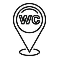 vector de contorno de icono de ubicación de wc. baño público