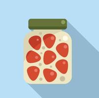 Pickled strawberry icon flat vector. Food glass vector