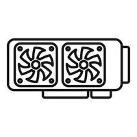 vector de contorno de icono de enfriador de tarjeta gpu. microprocesador