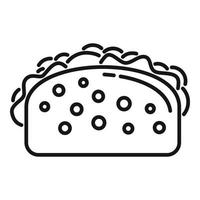 vector de contorno de icono de taco feliz. menú de tacos