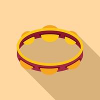 Tambourine drum icon flat vector. Samba music vector