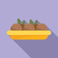 Cooking falafel icon flat vector. Fresh nutrition vector