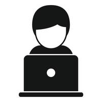 Remote laptop worker icon simple vector. Work time vector