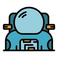 traje espacial con vector de contorno de color de icono de mochila