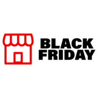 Black Friday Label mit Store-Symbol für E-Commerce und Retail-Design-Promotion png