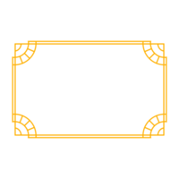 Art deco frame outline stroke in golden color for classy and luxury style. Premium vintage line art design element for copy space and banner template png