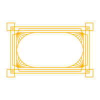 Art deco frame outline stroke in golden color for classy and luxury style. Premium vintage line art design element for copy space and banner template png