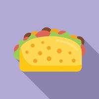 vector plano de icono de taco suave. comida mexicana