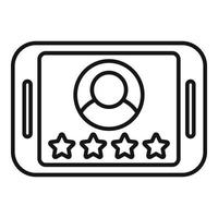 Tablet review icon outline vector. Star rate vector