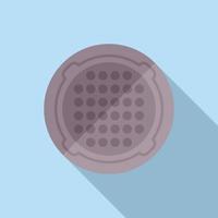 Old manhole icon flat vector. Sewer lid vector