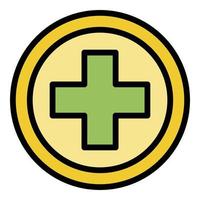 Medical cross circle icon color outline vector