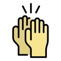 Hands clap icon color outline vector